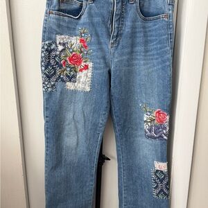 Sundance Blue Jeans with Floral Patches
